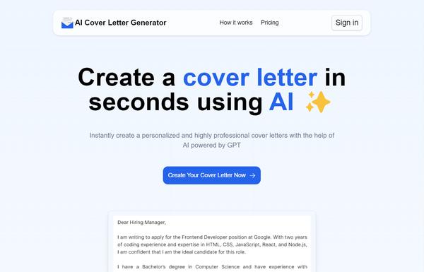 AI Cover Letter Generator ai-tool