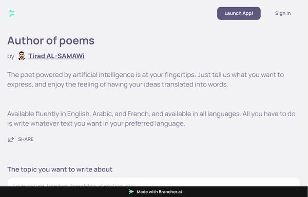 Author of poems ai-tool