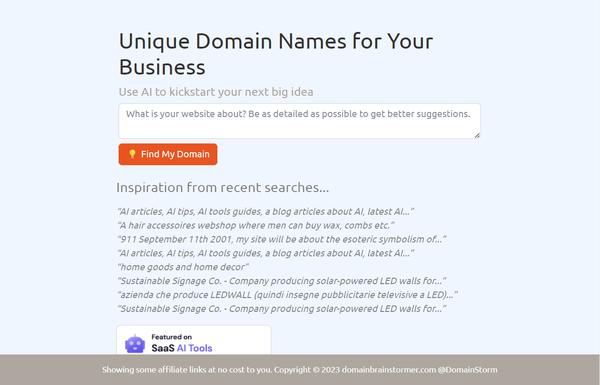 Domain Brainstormer ai-tool