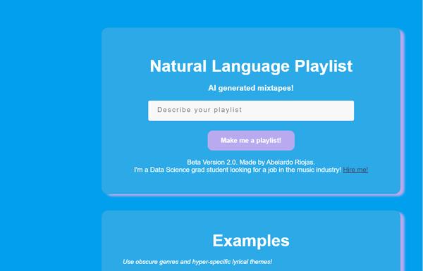 Natural Language Playlist ai-tool