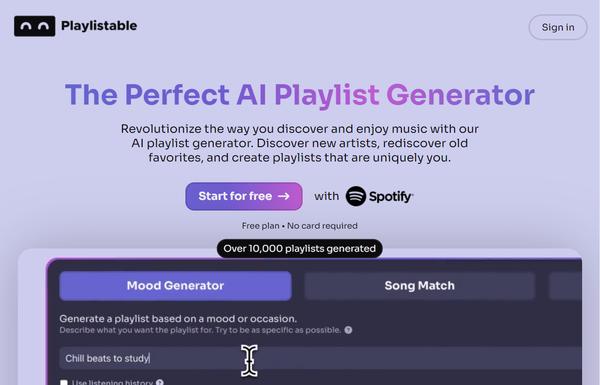 Playlistable ai-tool