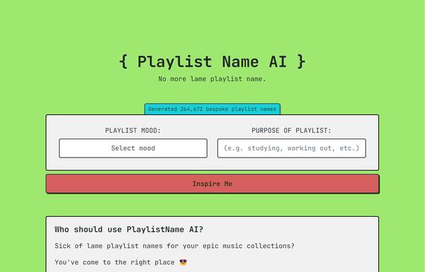 PlaylistName AI ai-tool