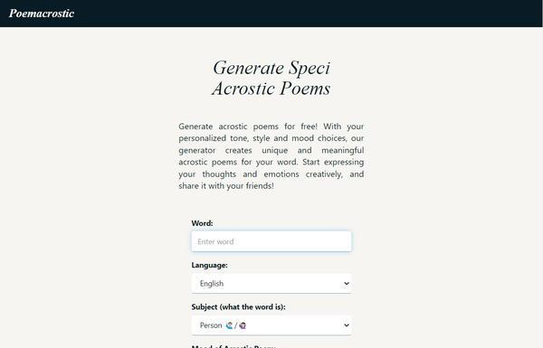 Poemacrostic ai-tool