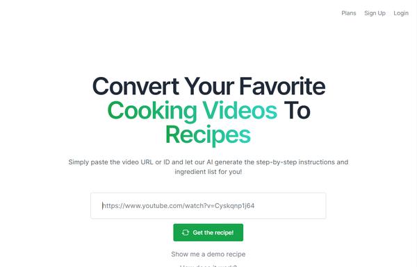 Video2Recipe ai-tool